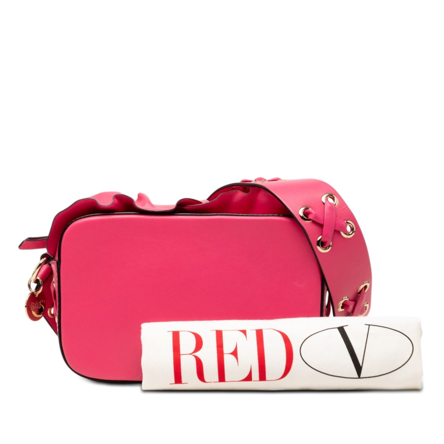 Valentino Leather Ruffle Trim Crossbody