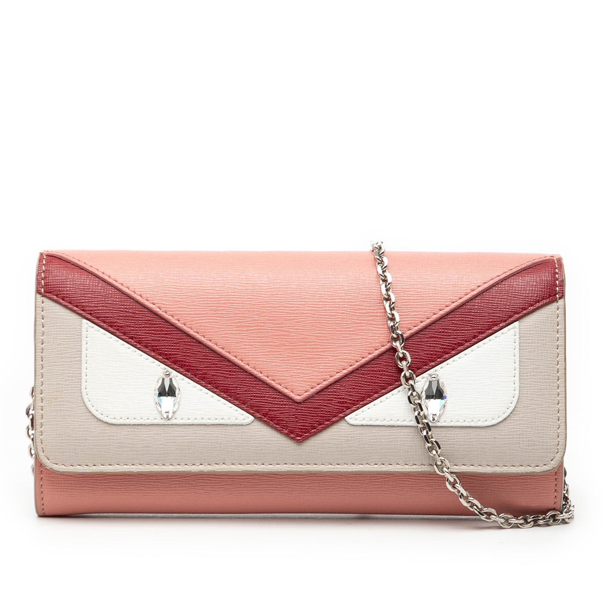 Fendi Leather Monster Wallet With Chain