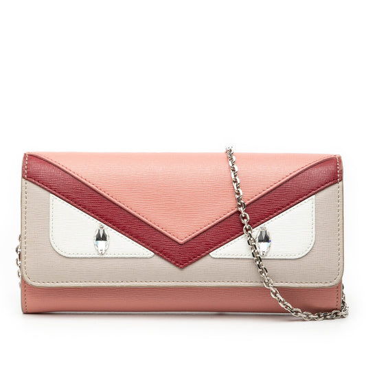 Fendi Leather Monster Wallet With Chain