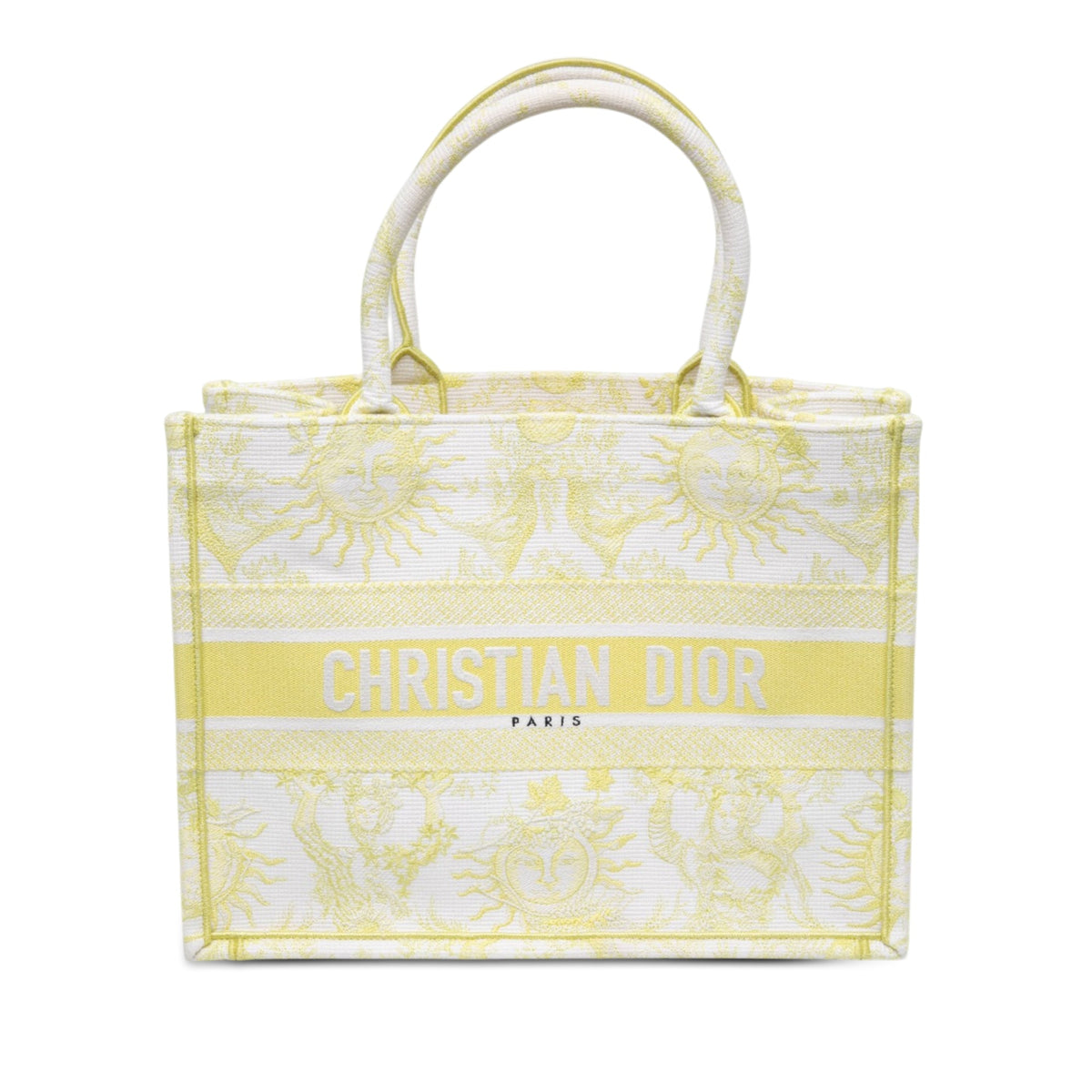 Dior Medium Embroidered Canvas Toile de Jouy Soleil Lady D Lite — White
