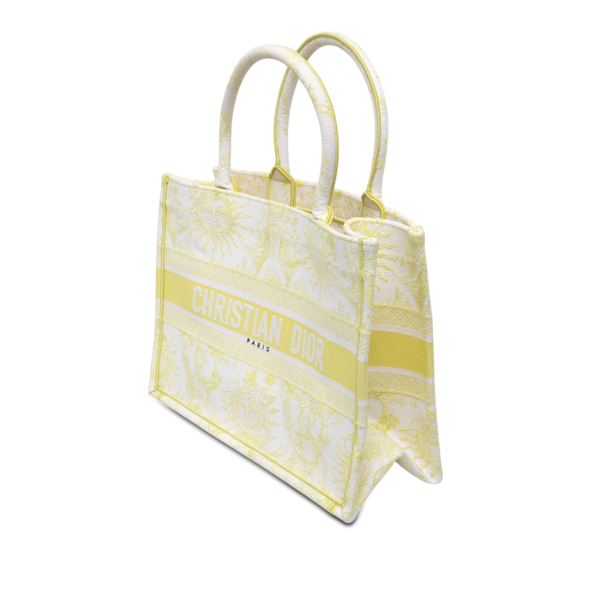 Dior Medium Embroidered Canvas Toile de Jouy Soleil Lady D Lite — White