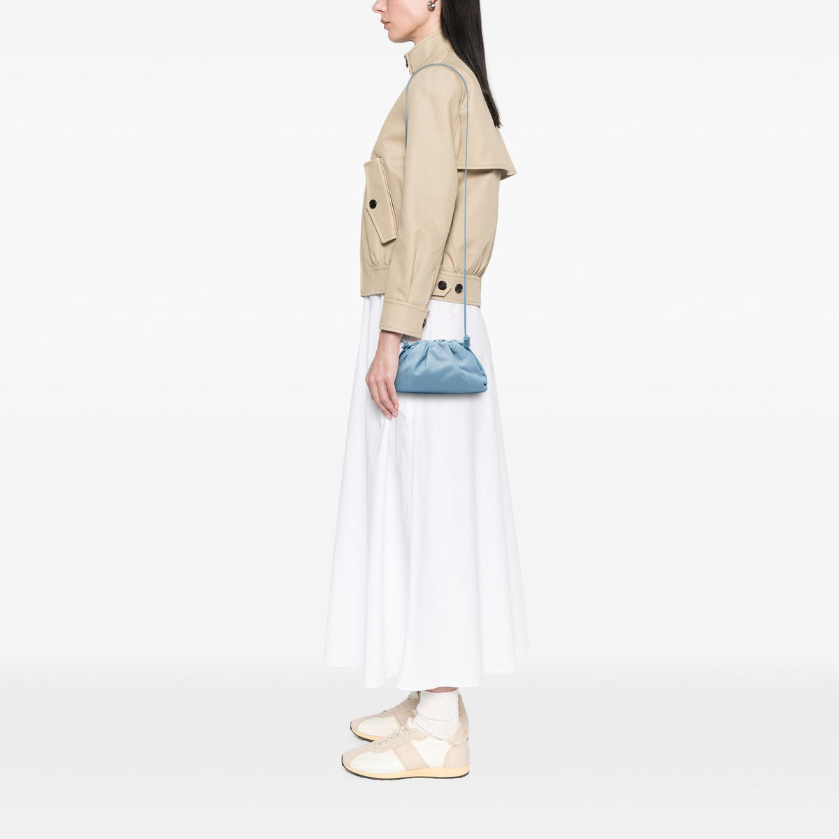 Bottega Veneta Lambskin The Mini Pouch Crossbody — Blue