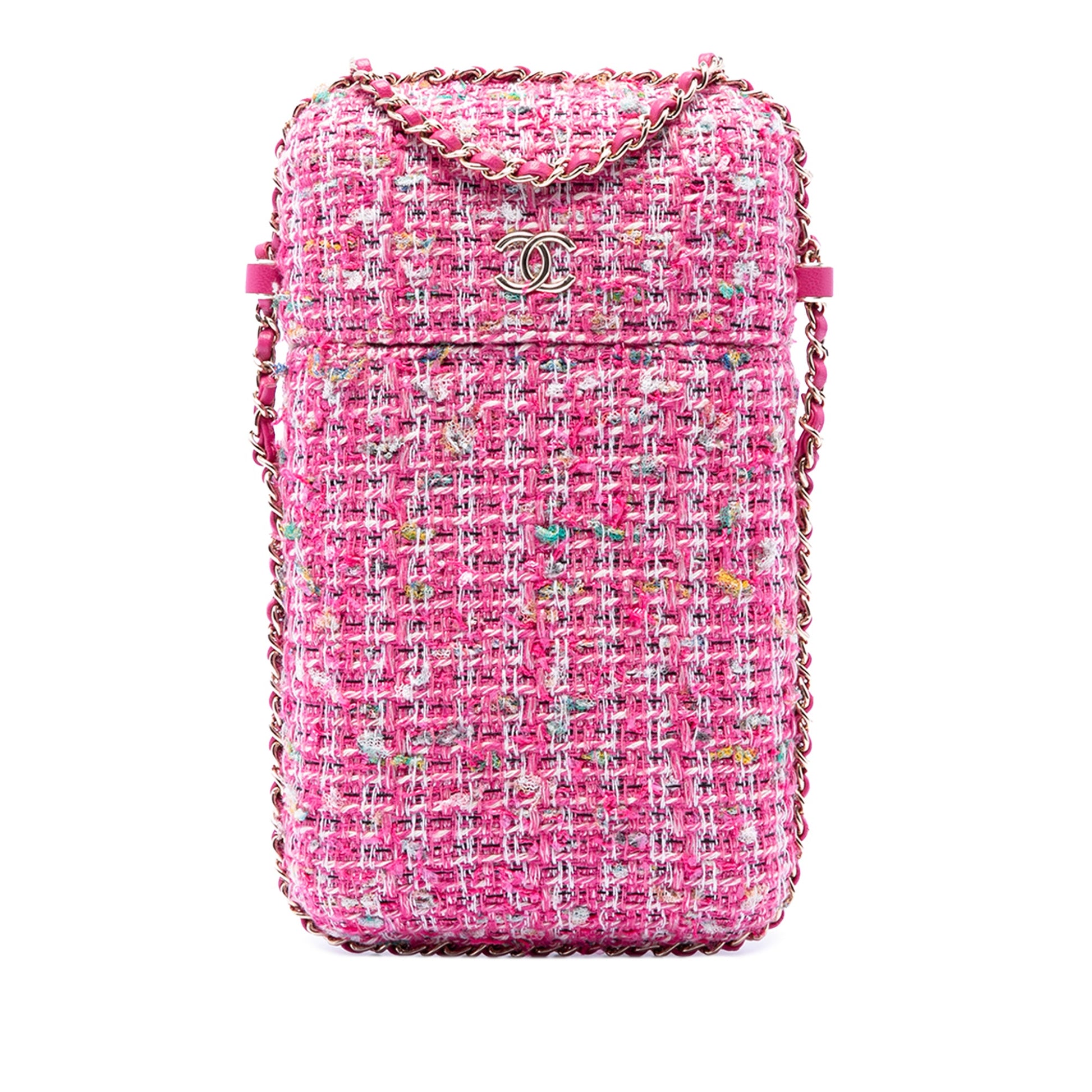 Chanel Tweed Chain Around Phone Holder