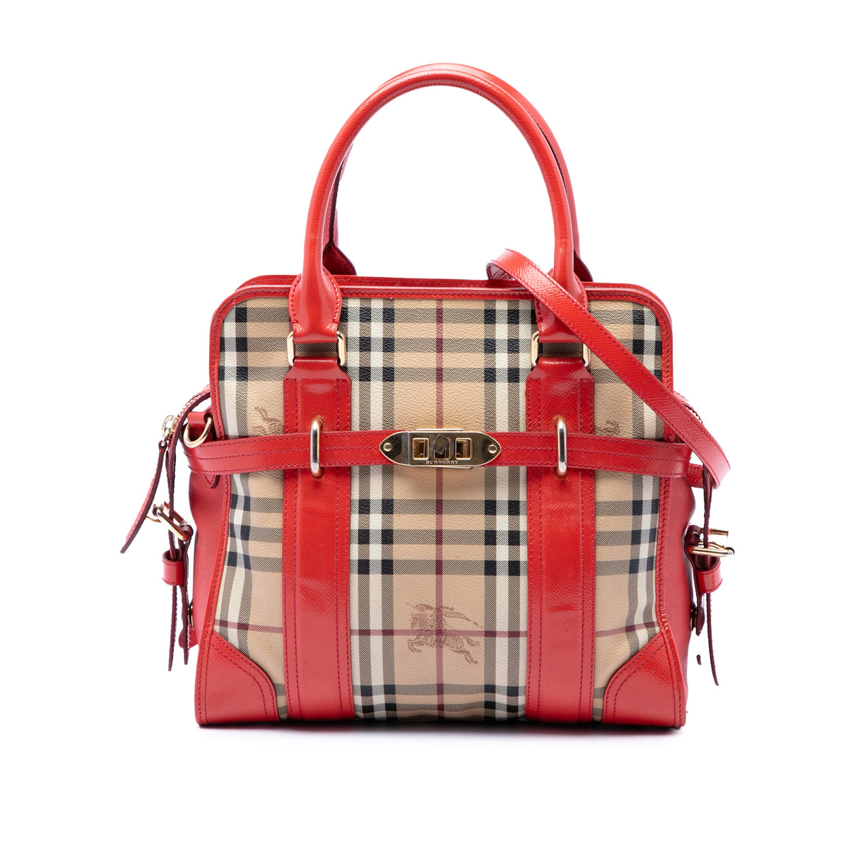Burberry Haymarket Check Coated Canvas Minford Portrait Satchel — Beige