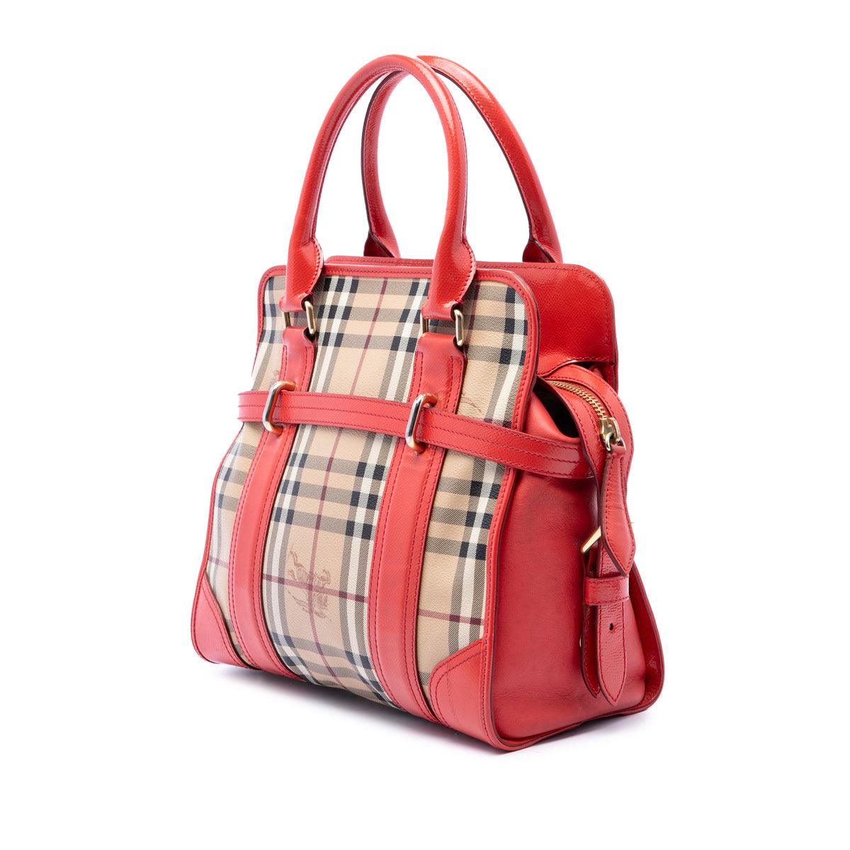 Burberry Haymarket Check Coated Canvas Minford Portrait Satchel — Beige