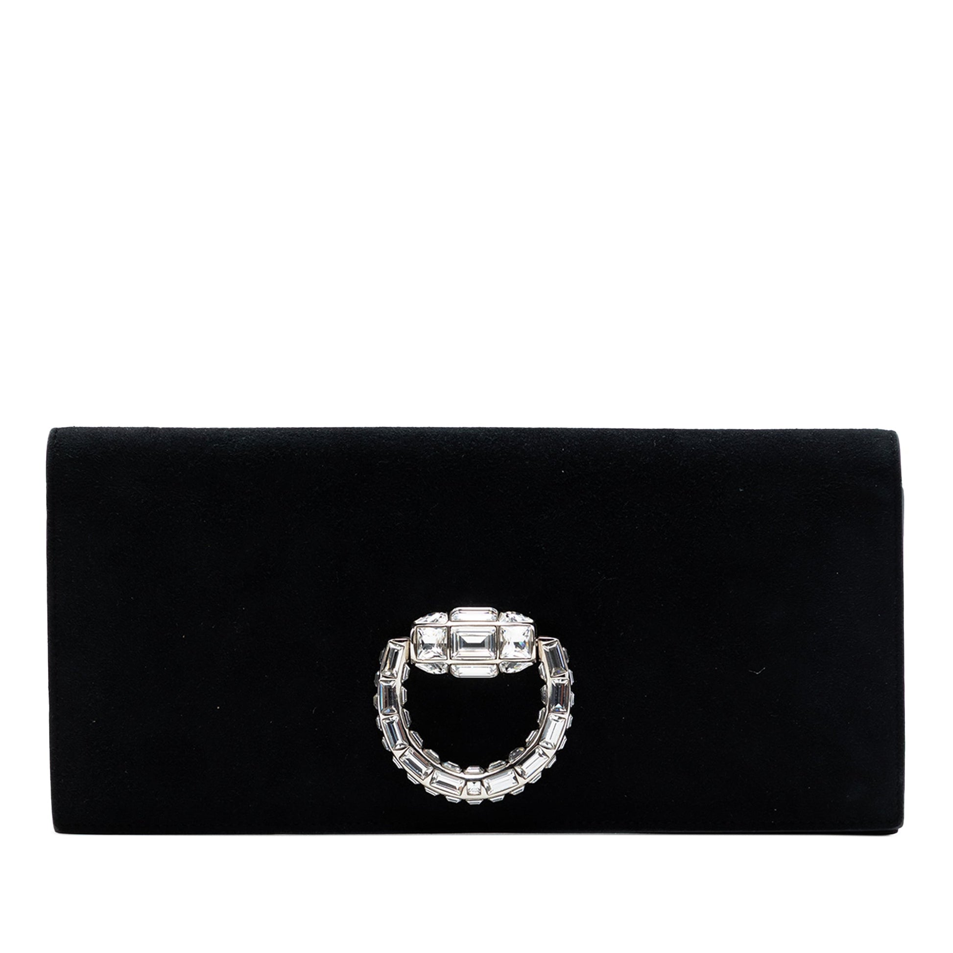 Gucci Suede Broadway Crystal Clutch