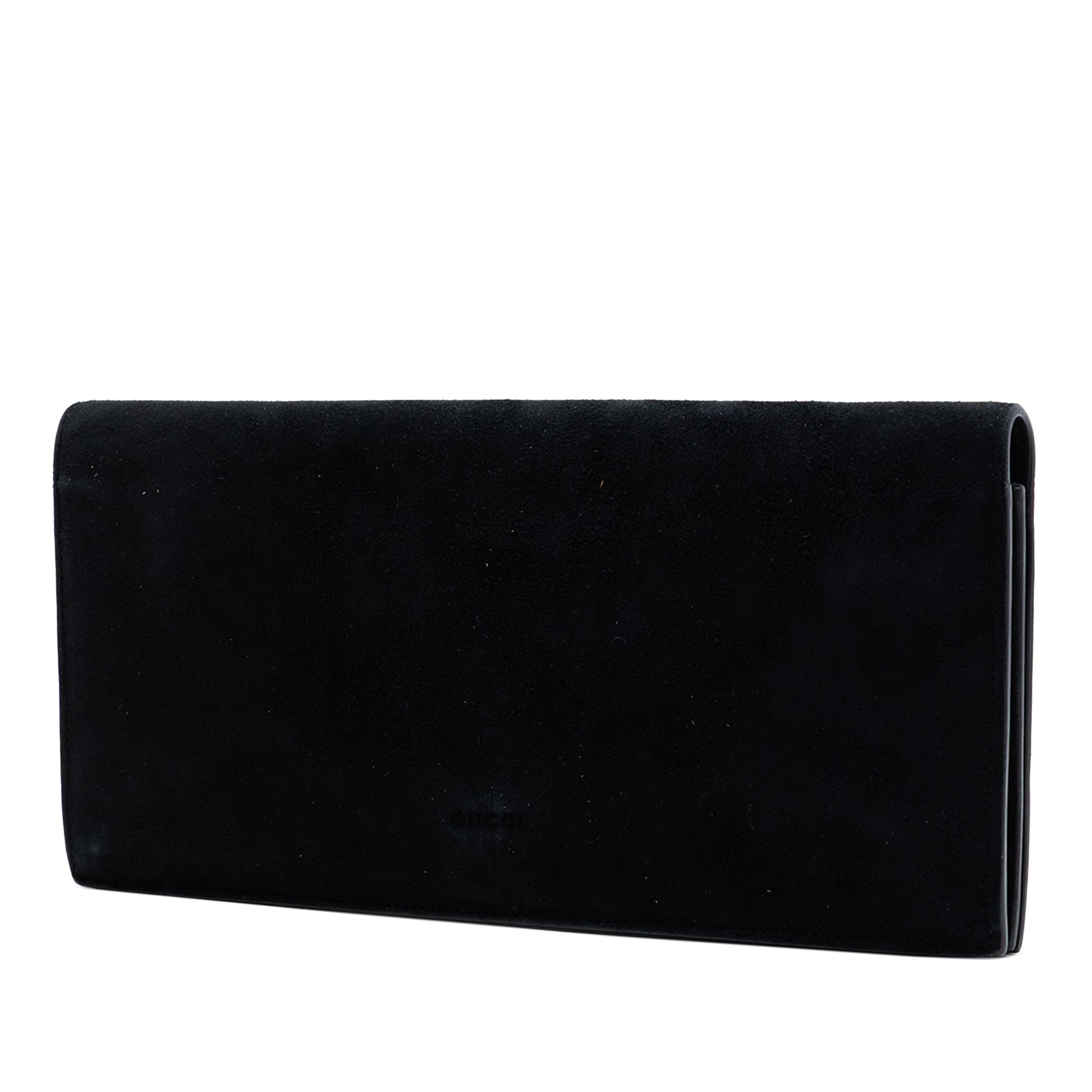 Gucci Suede Broadway Crystal Clutch