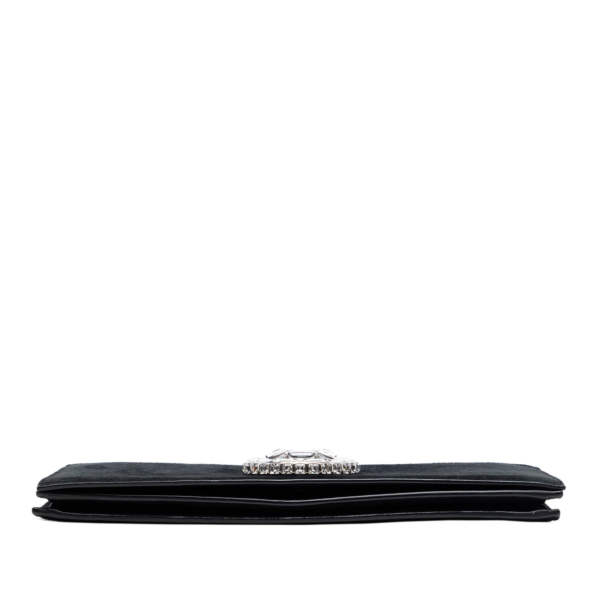 Gucci Suede Broadway Crystal Clutch