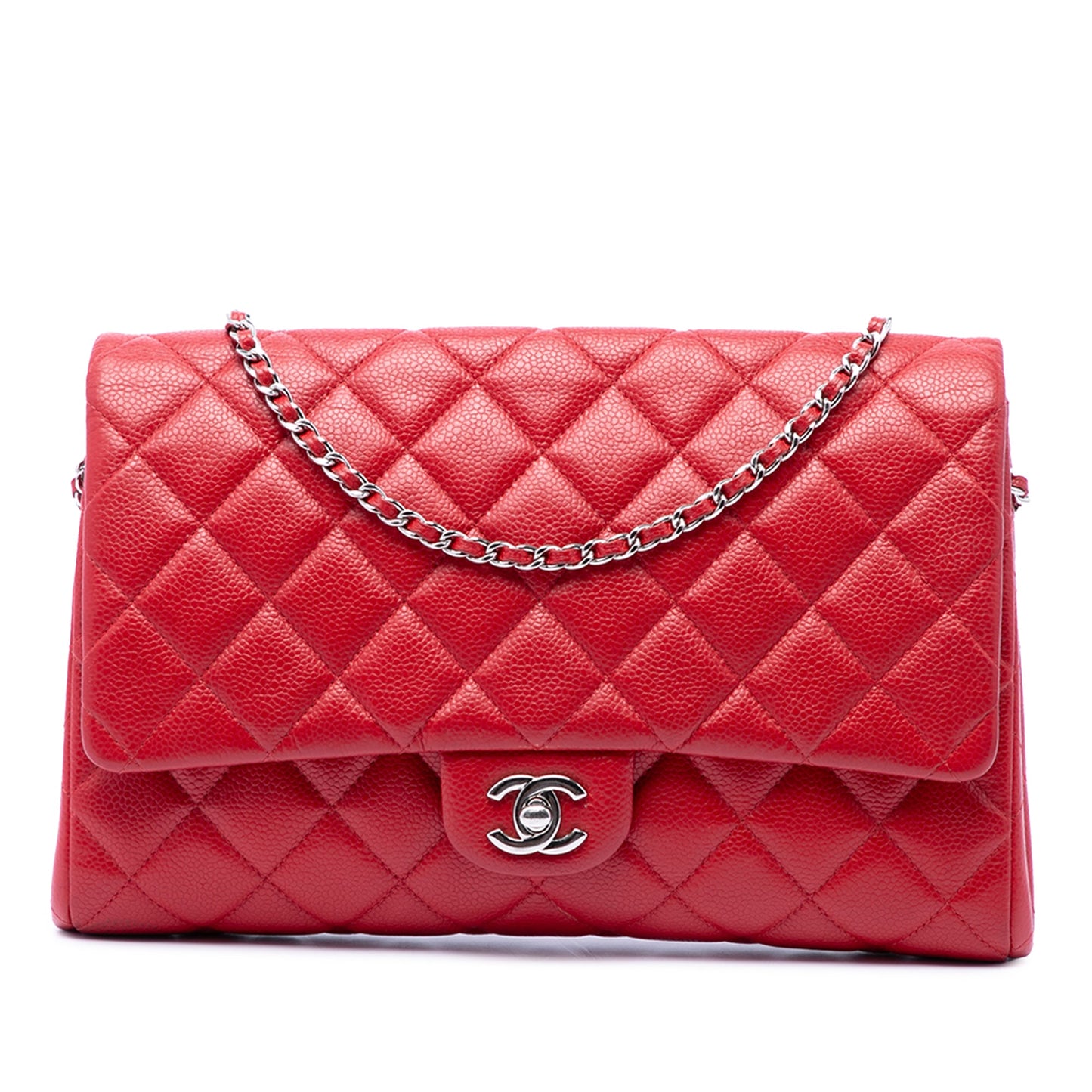 Chanel CC Quilted Caviar Flap Clutch on Chain
