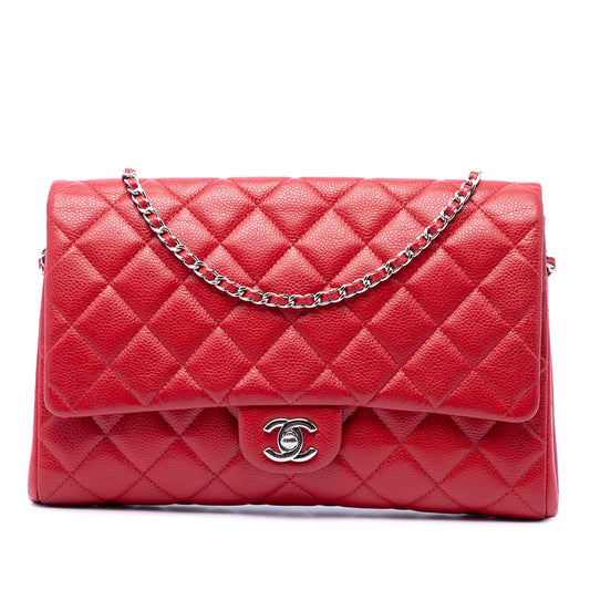 Chanel CC Quilted Caviar Flap Clutch on Chain