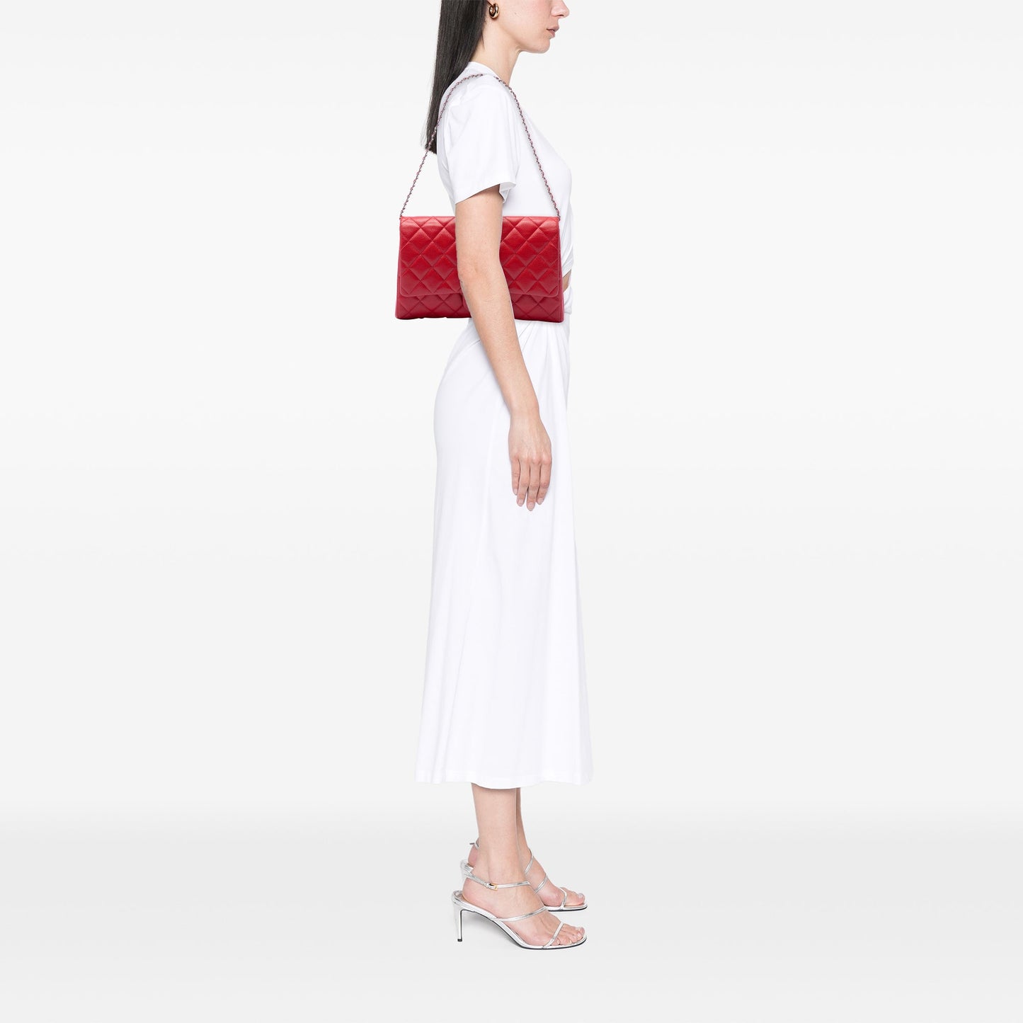 Chanel CC Quilted Caviar Flap Clutch on Chain
