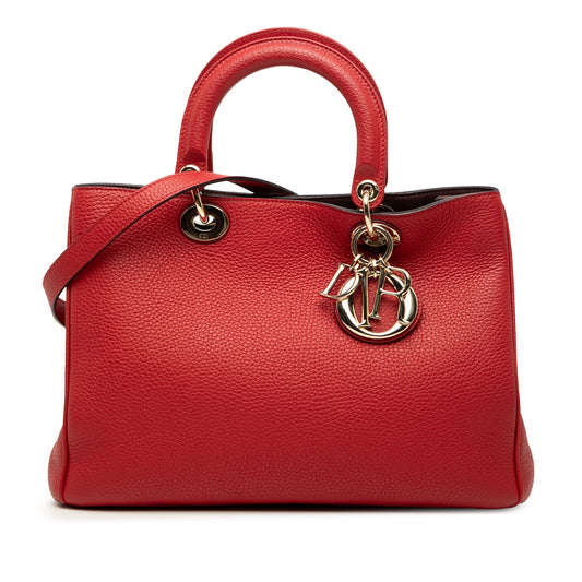 Dior Medium Pebbled Calfskin Diorissimo Satchel