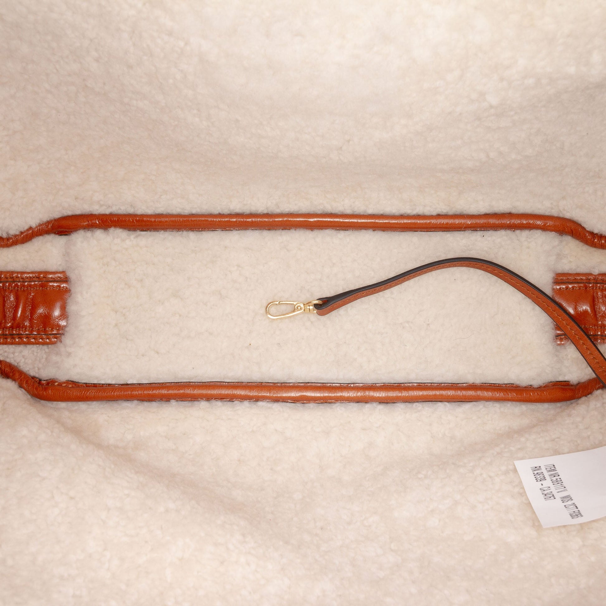 Miu Miu Large Shearling Trimmed Calfskin Logo Beau Shoulder Bag
