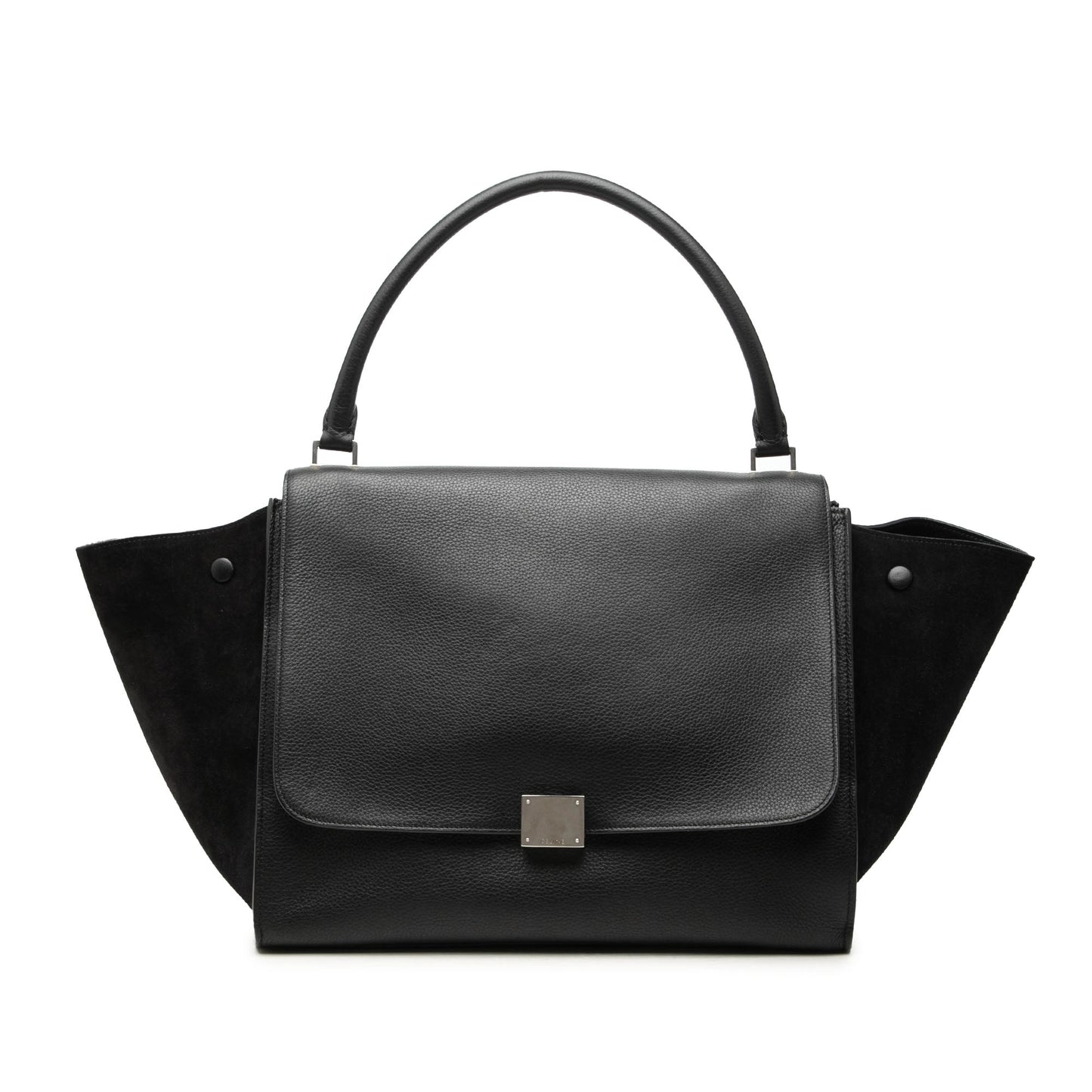 Celine Large Drummed Calfskin and Suede Trapeze Satchel