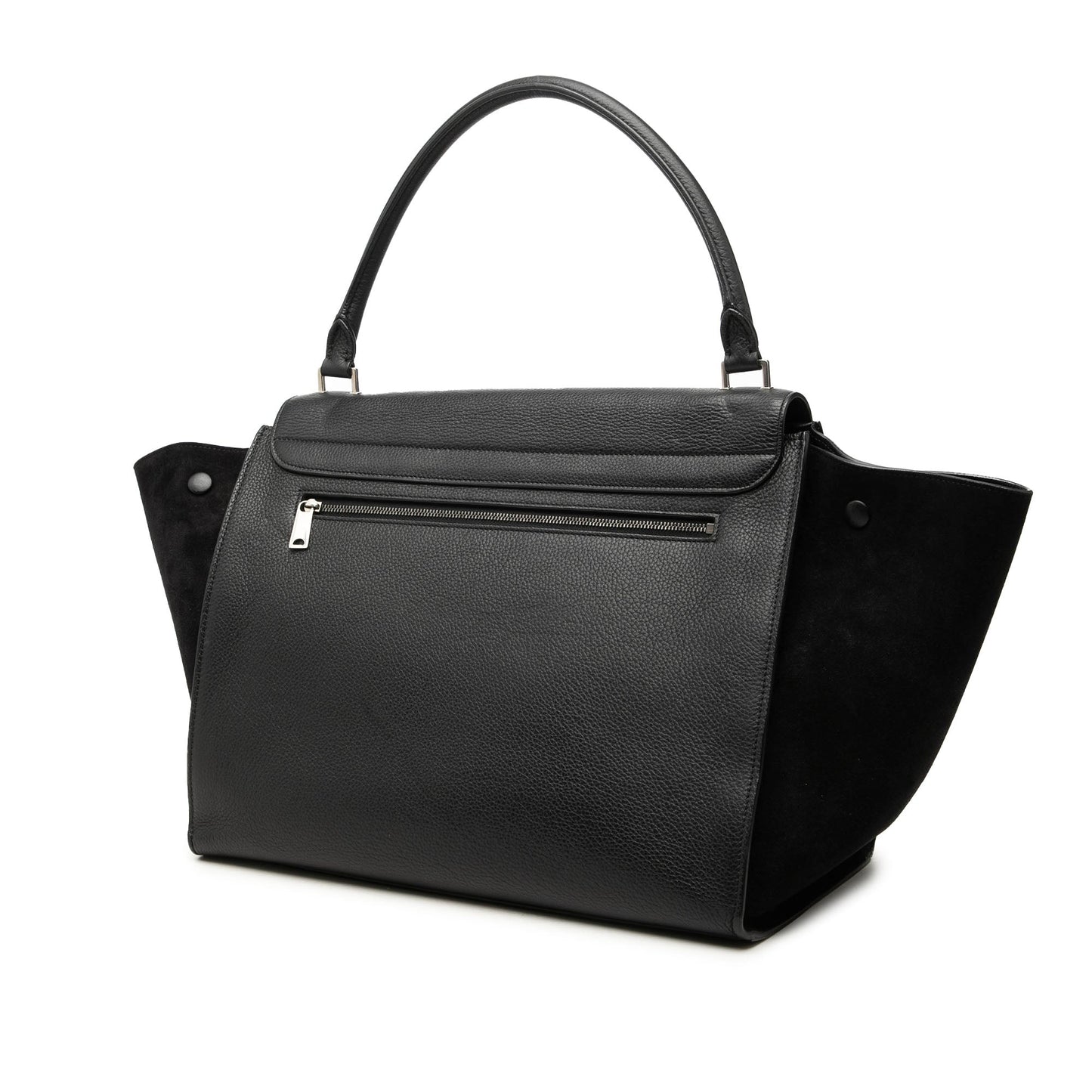 Celine Large Drummed Calfskin and Suede Trapeze Satchel