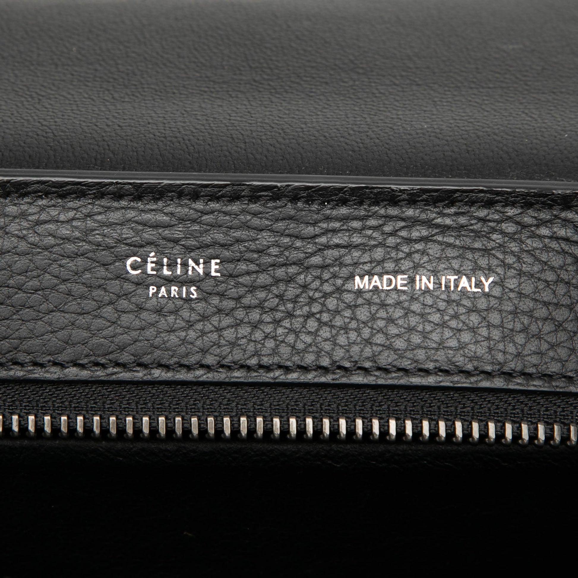 Celine Large Drummed Calfskin and Suede Trapeze Satchel