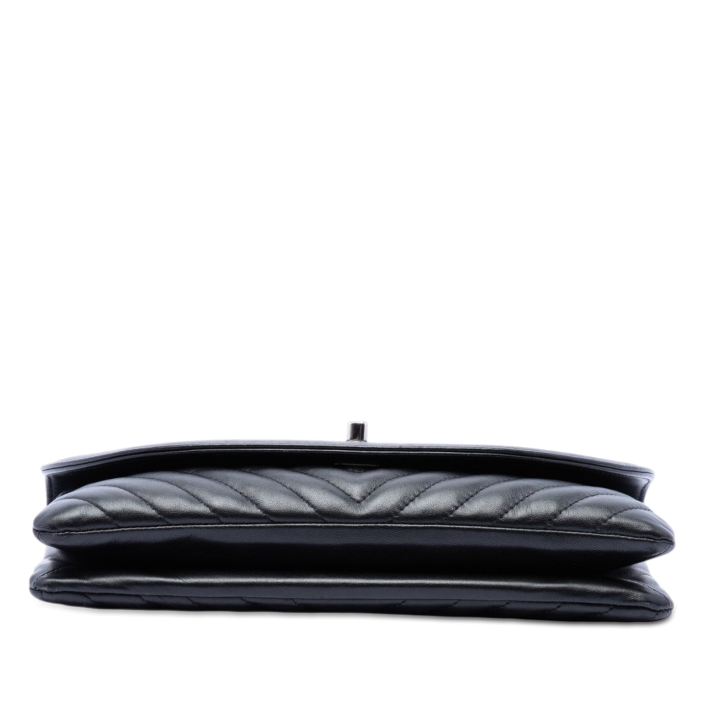 Chanel CC Chevron Lambskin Round Flap Clutch