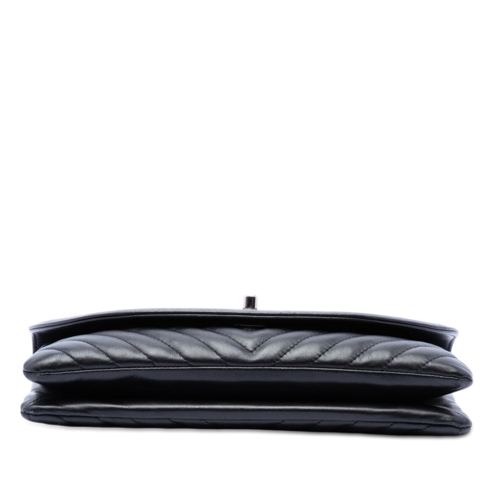Chanel CC Chevron Lambskin Round Flap Clutch