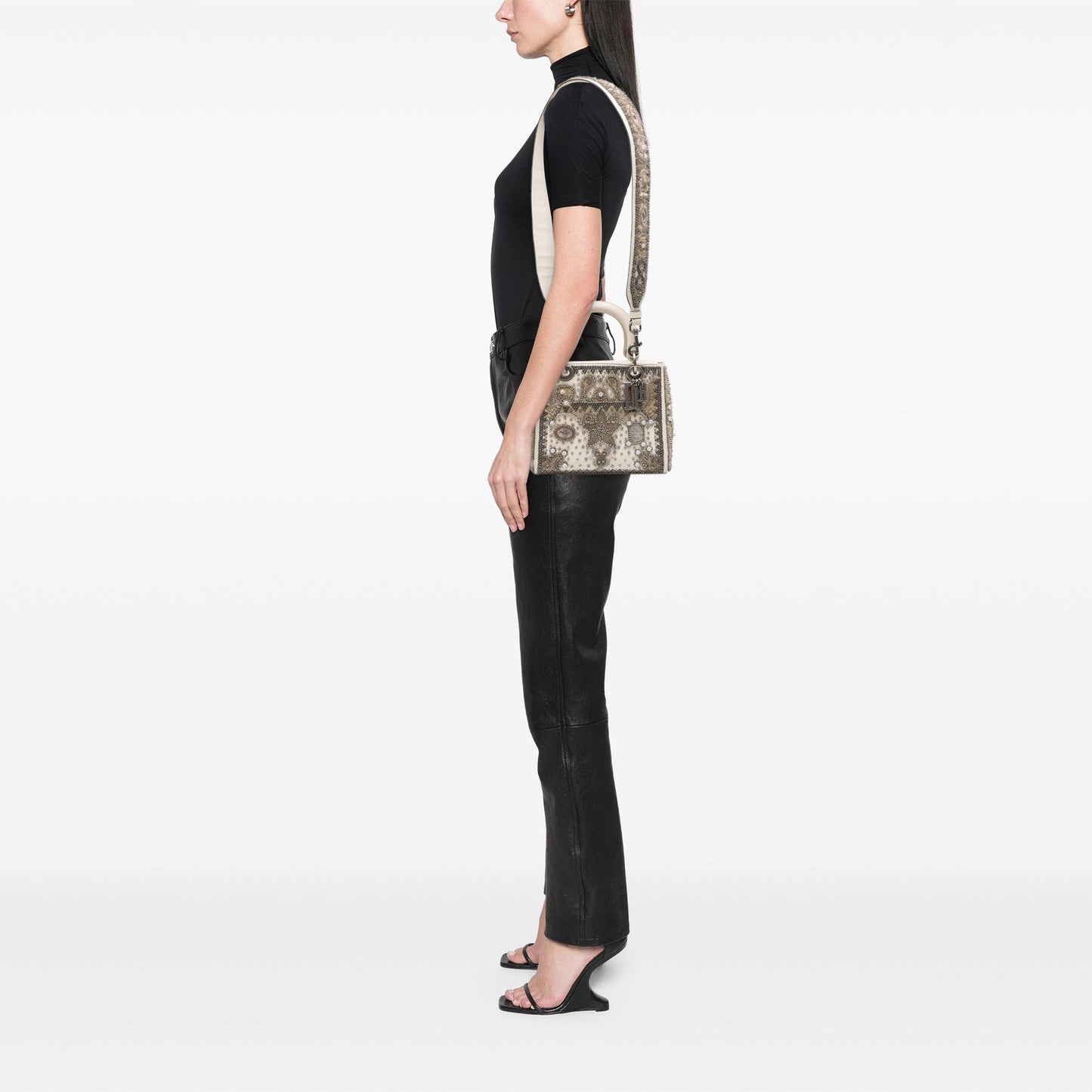 Dior Medium Lambskin Embroidered and Beaded Lady D Lite
