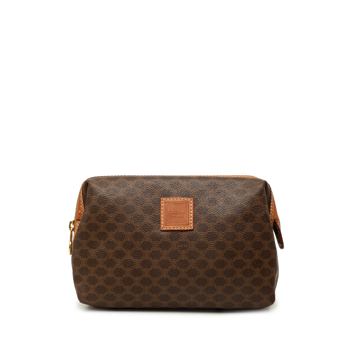 Celine Macadam Coated Canvas Clutch — Brown