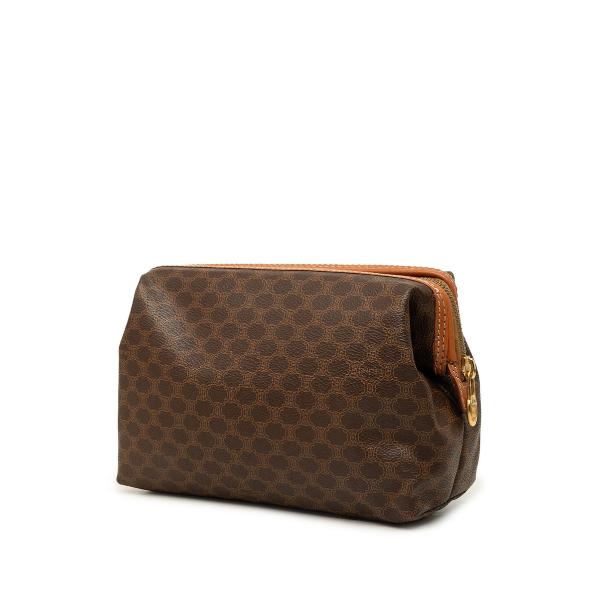 Celine Macadam Coated Canvas Clutch — Brown