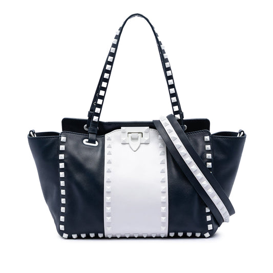 Valentino Small Bicolor Leather Rockstud Double Handle Tote