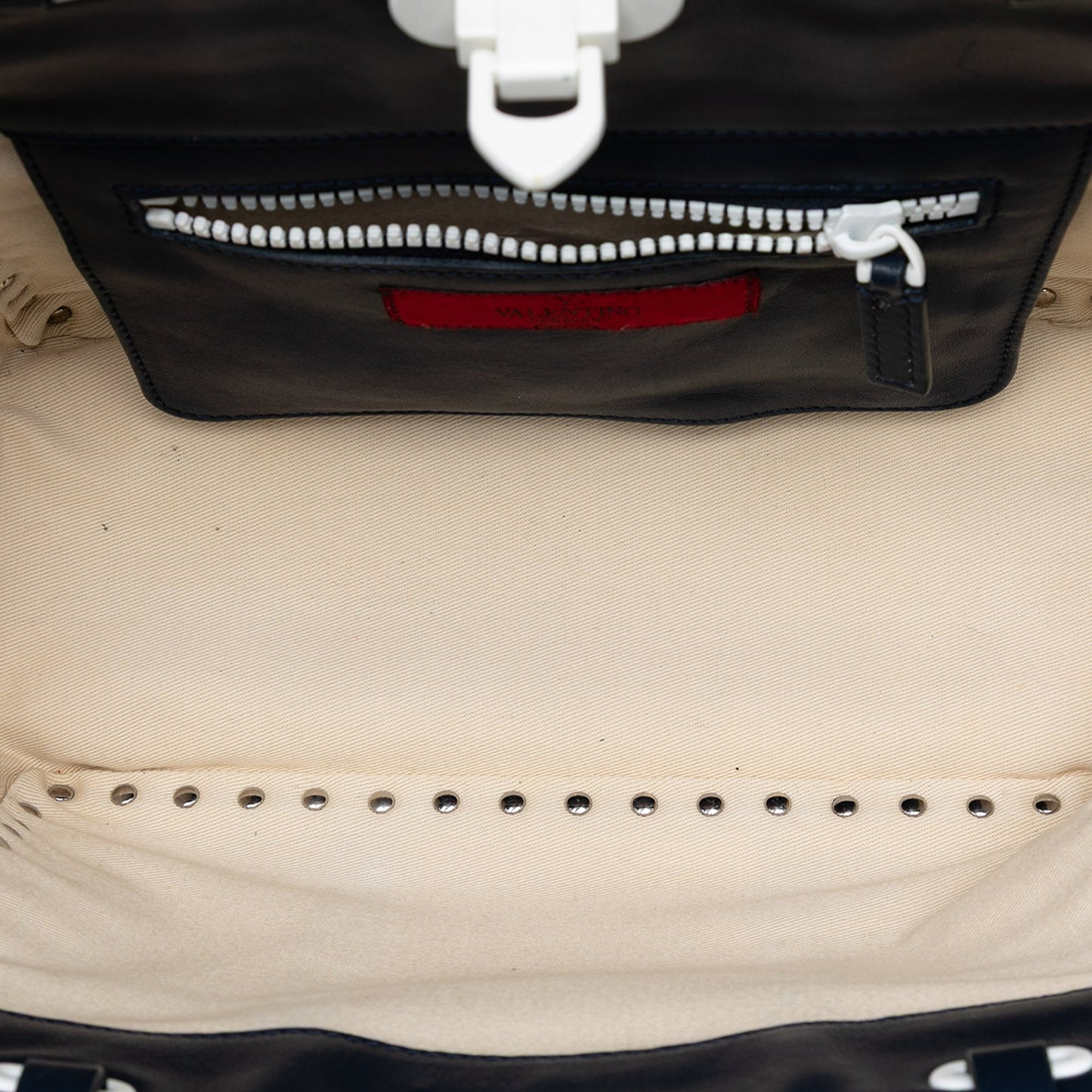 Valentino Small Bicolor Leather Rockstud Double Handle Tote