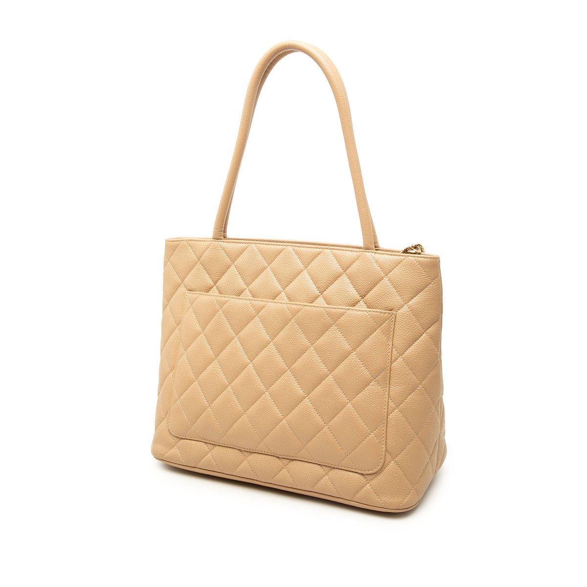 Chanel Caviar Medallion Tote — Beige