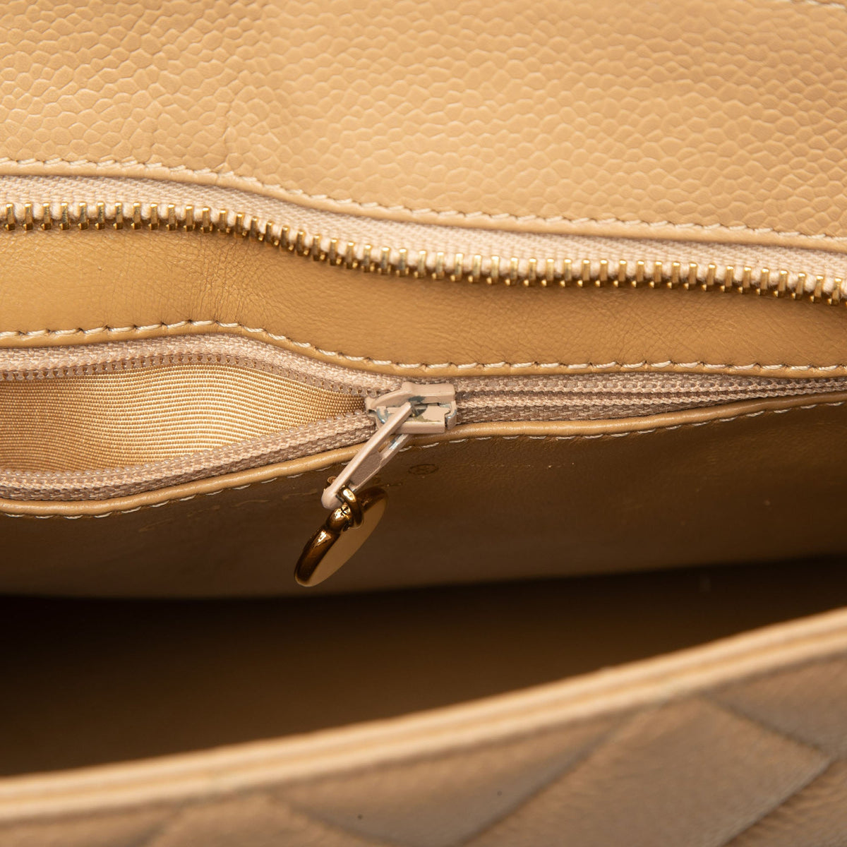 Chanel Caviar Medallion Tote — Beige
