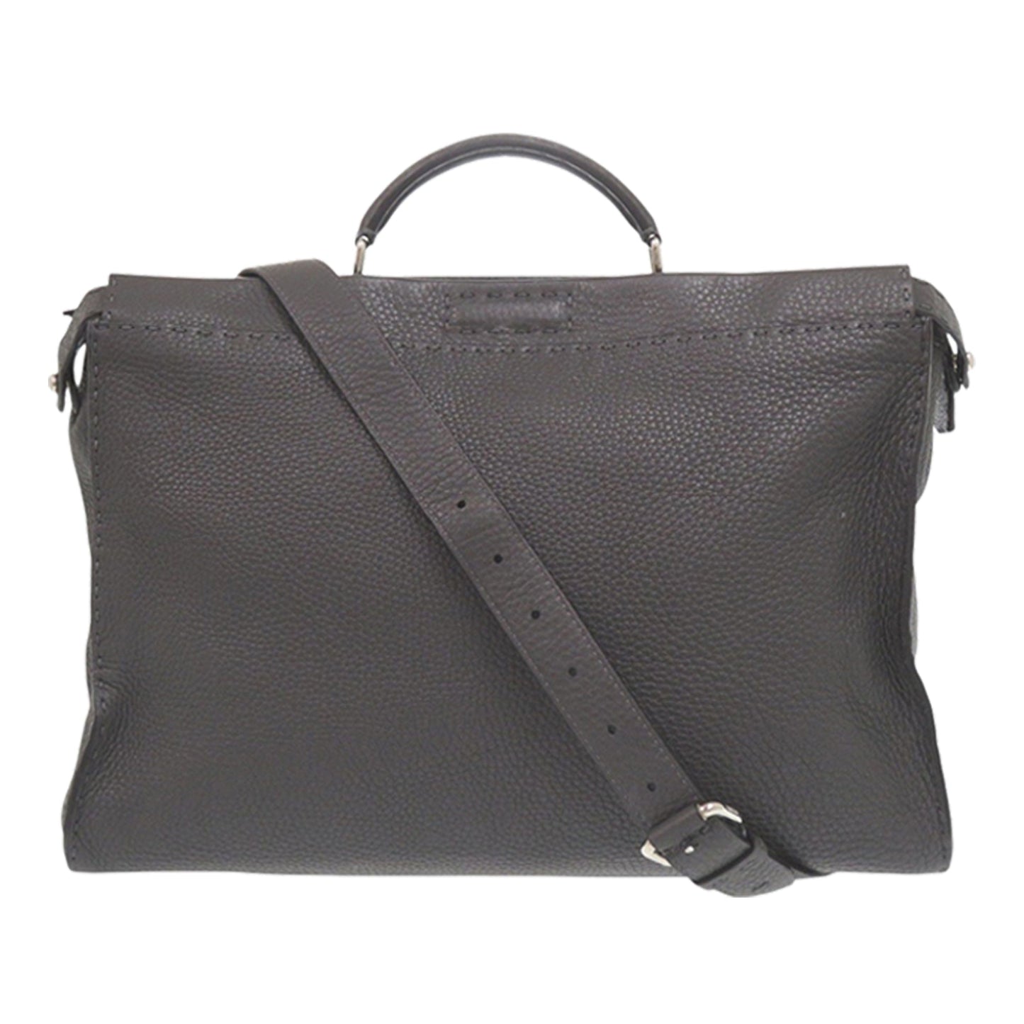 Fendi Large Leather Selleria Monster Eyes Peekaboo Iconic Essential Satchel