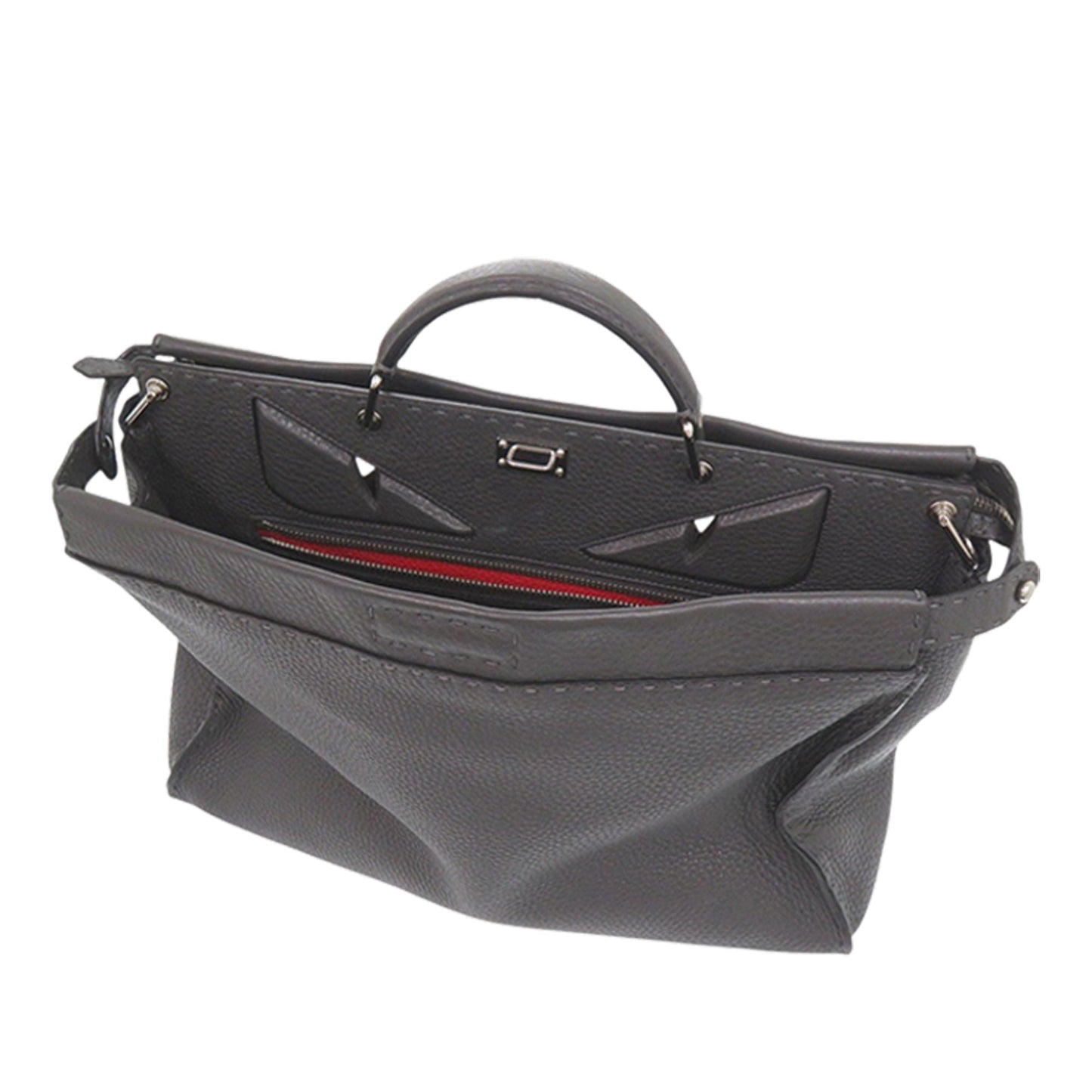 Fendi Large Leather Selleria Monster Eyes Peekaboo Iconic Essential Satchel