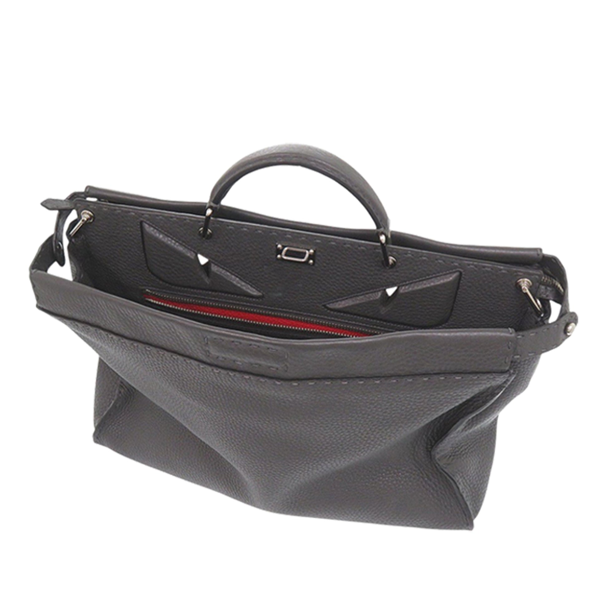 Fendi Large Leather Selleria Monster Eyes Peekaboo Iconic Essential Satchel
