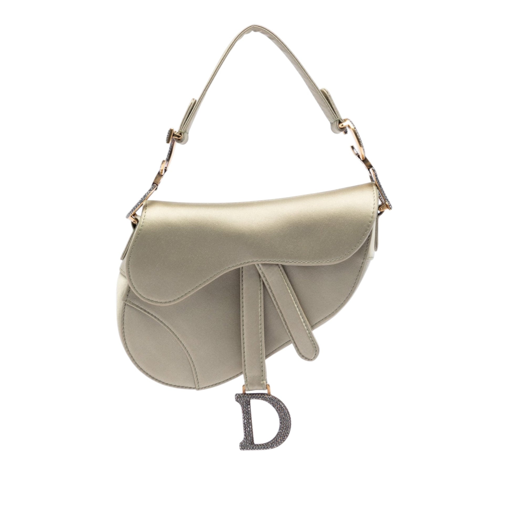 Mini Satin Crystal Embellished Saddle Bag