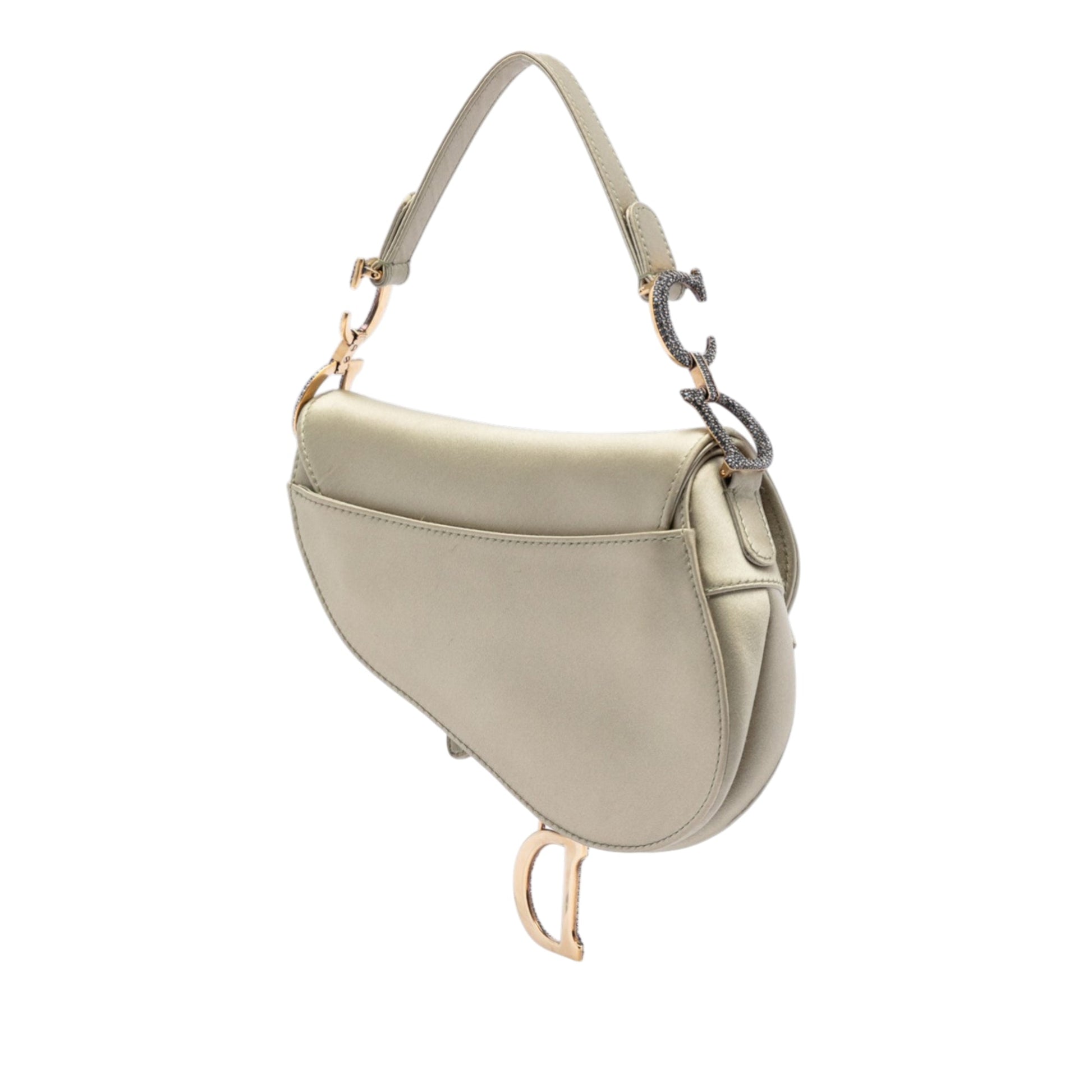 Mini Satin Crystal Embellished Saddle Bag