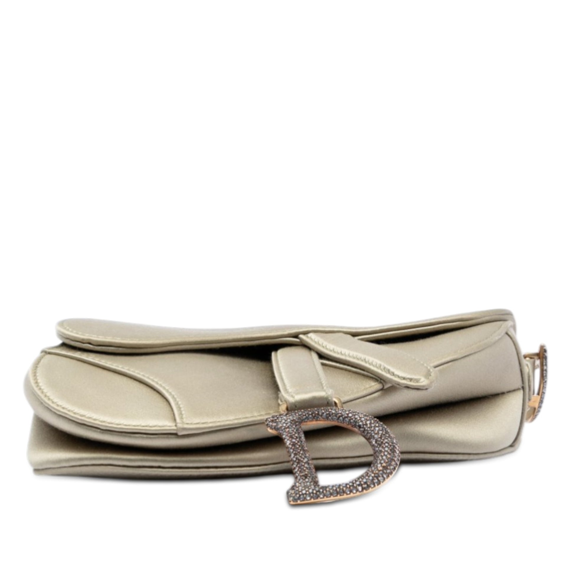 Mini Satin Crystal Embellished Saddle Bag