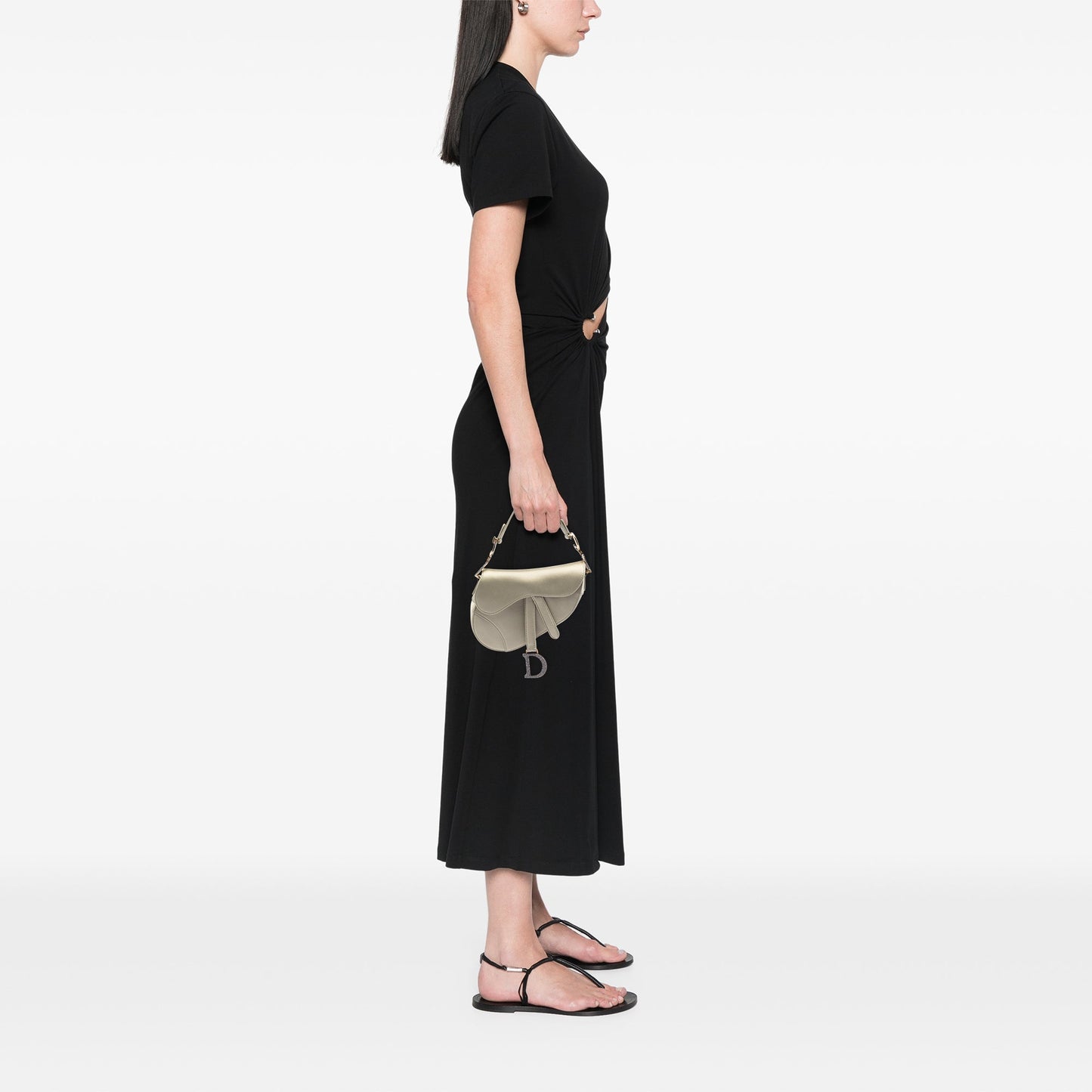 Mini Satin Crystal Embellished Saddle Bag