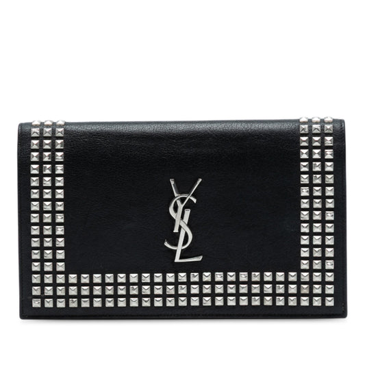 Saint Laurent Studded Leather Monogram Clutch