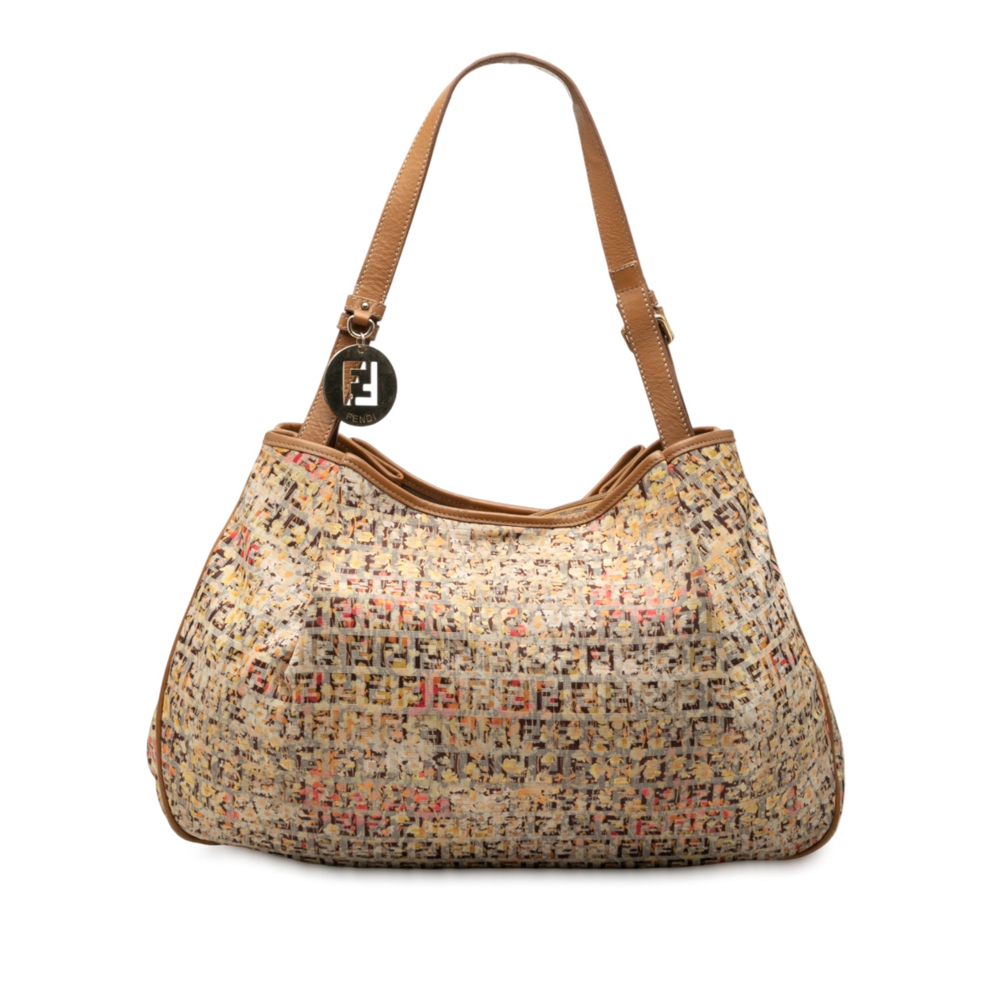 Fendi Zucchino Canvas Floral Shoulder Bag