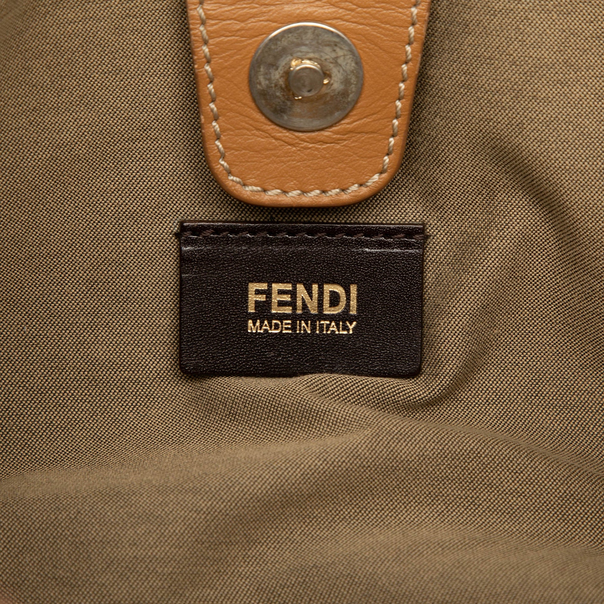 Fendi Zucchino Canvas Floral Shoulder Bag