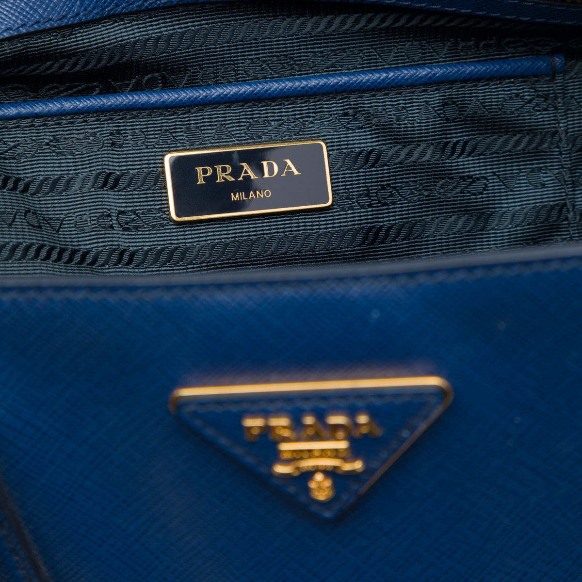 Prada Large Saffiano Lux Gardeners Tote — Blue