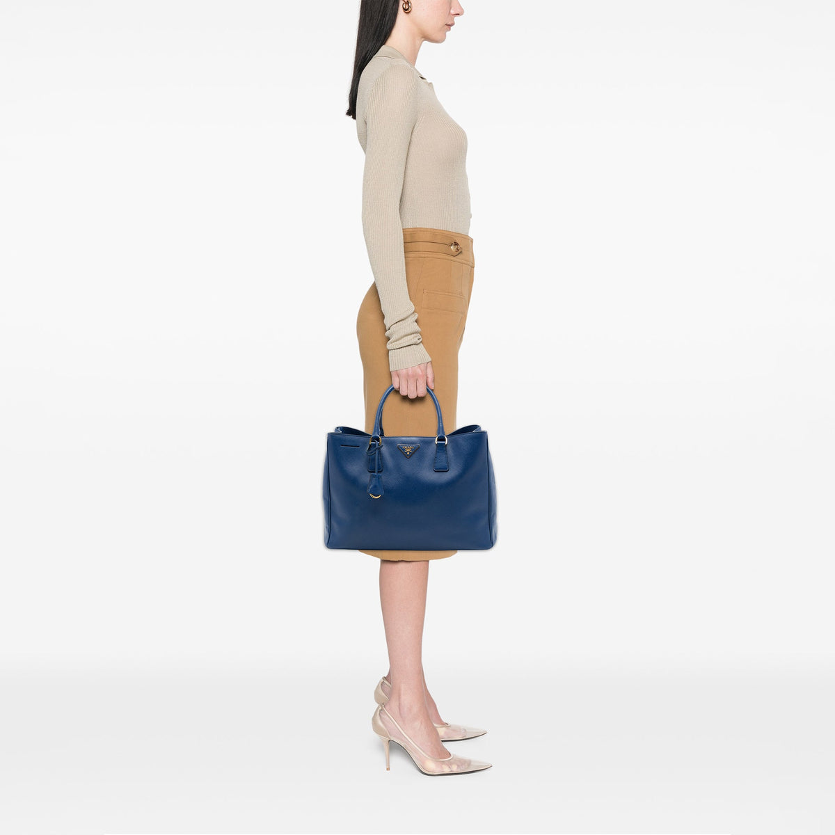 Prada Large Saffiano Lux Gardeners Tote — Blue
