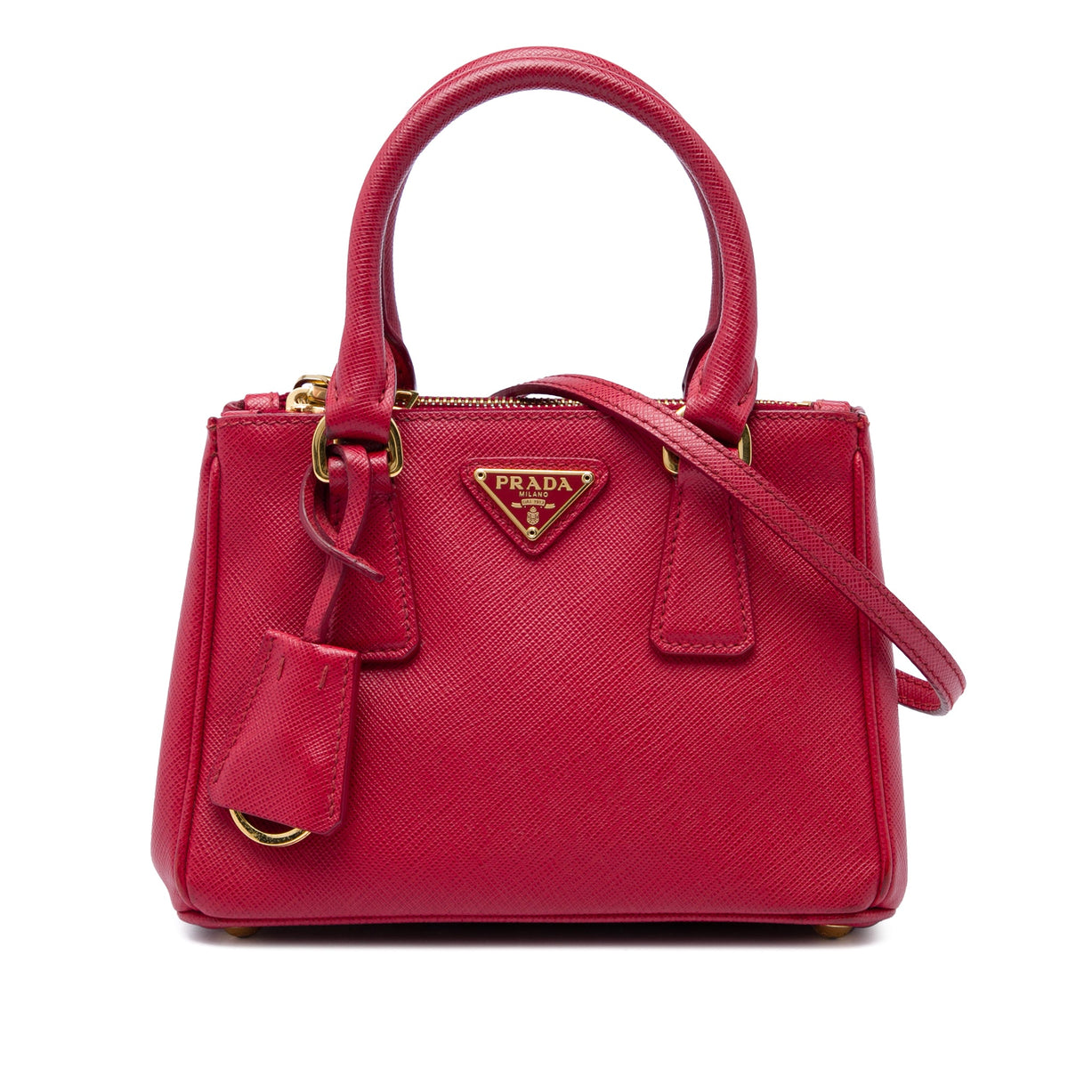 Prada Mini Saffiano Lux Galleria Double Zip Satchel