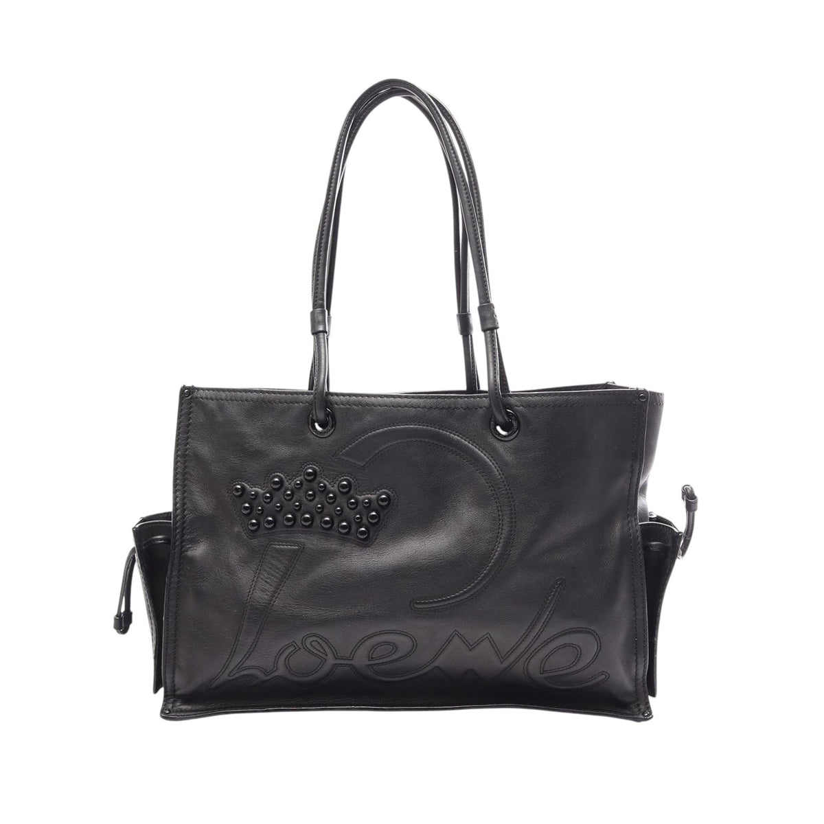 LOEWE Studded Leather Crown Tote — Black