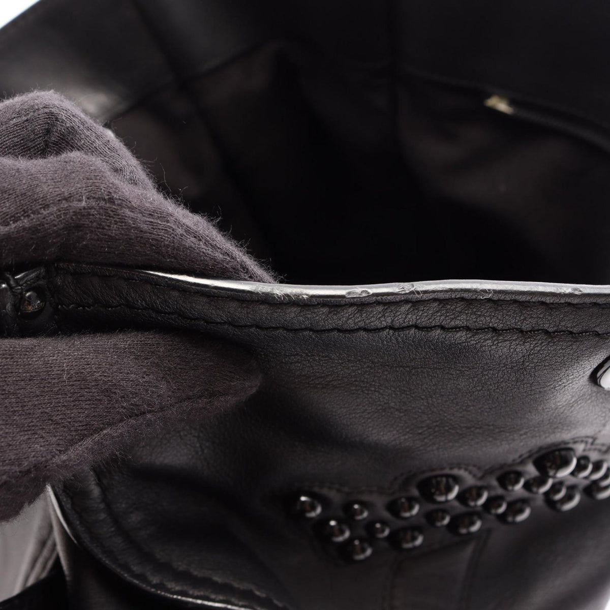 LOEWE Studded Leather Crown Tote — Black