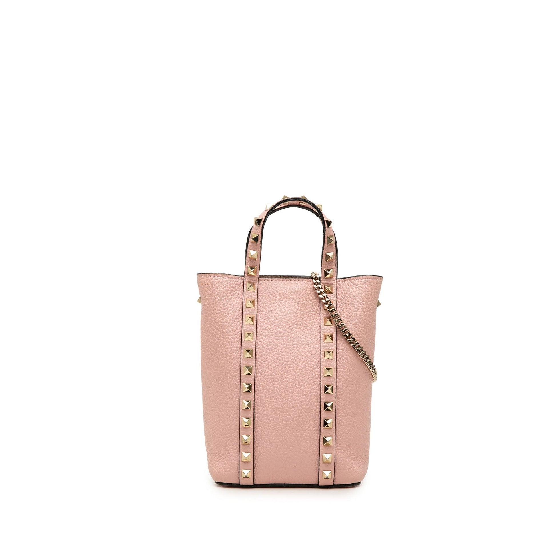 Valentino Pebbled Calfskin Rockstud Chain Tote