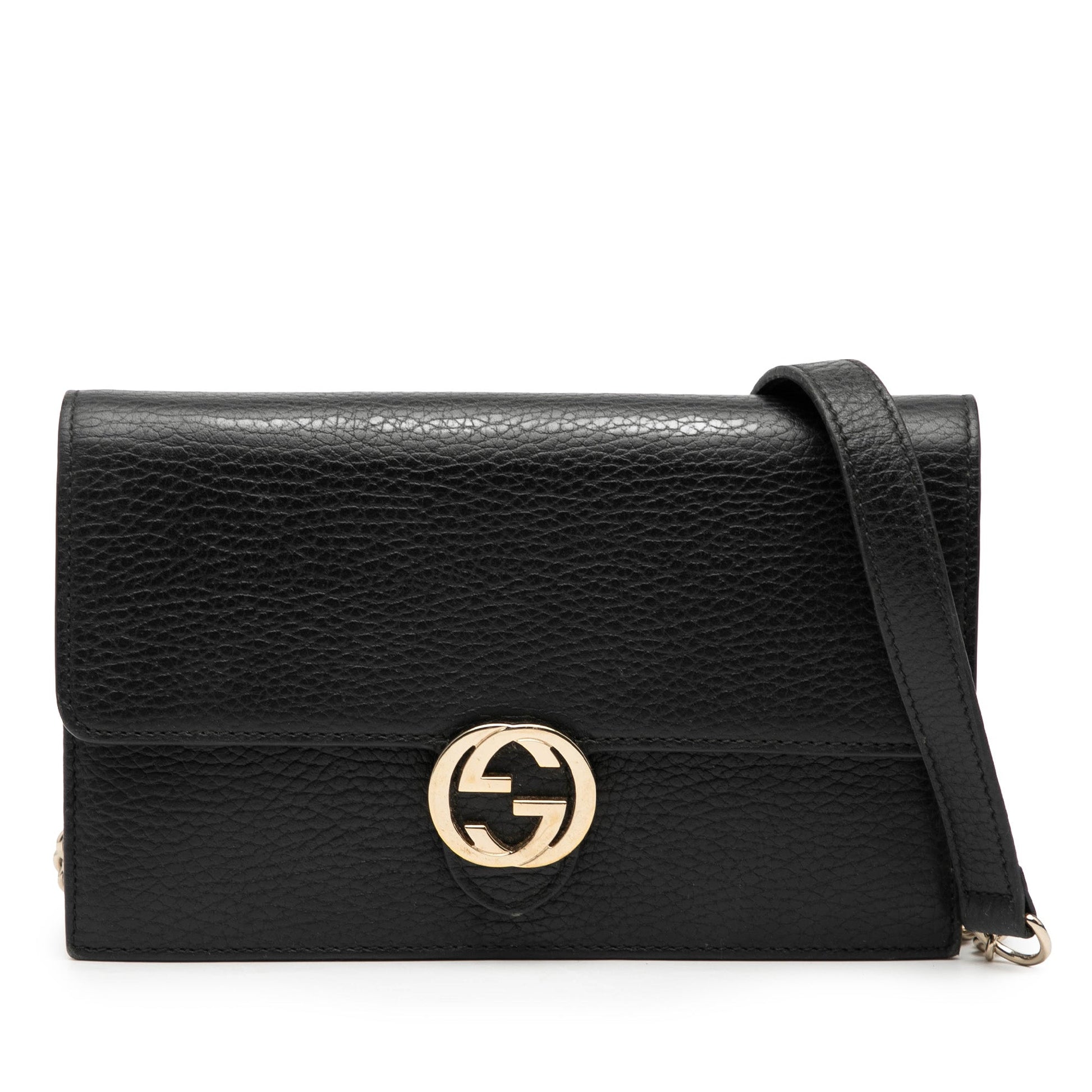 Gucci Leather Interlocking G Dollar Wallet on Chain