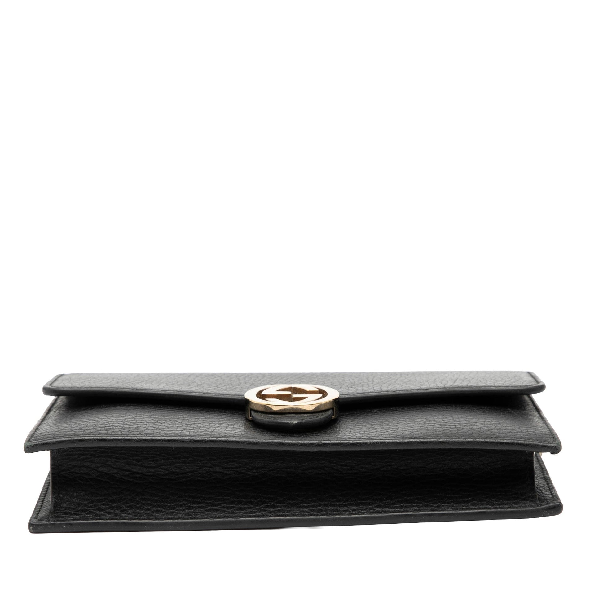 Gucci Leather Interlocking G Dollar Wallet on Chain