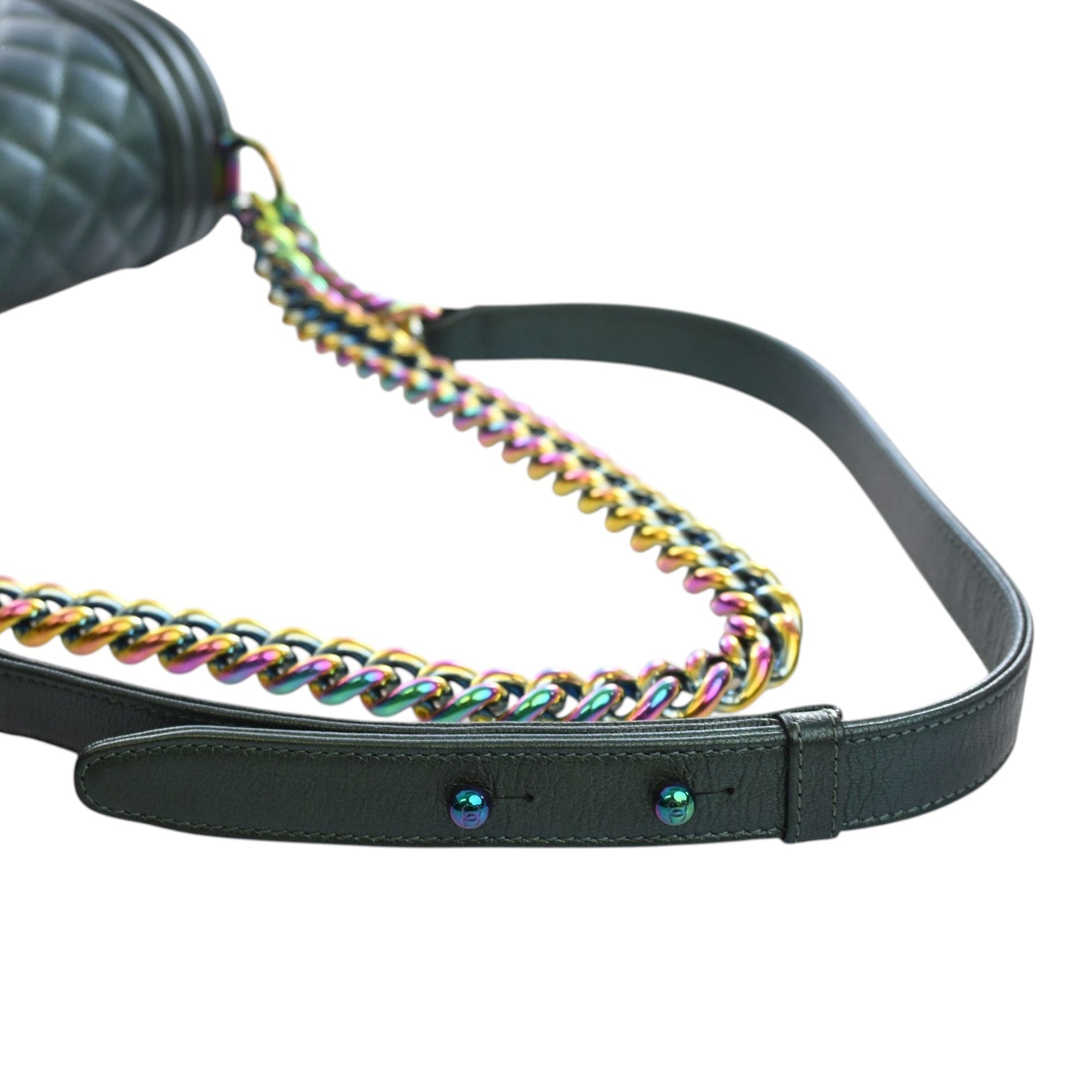 Chanel Old Medium Quilted Iridescent Goatskin Rainbow Hardware Boy Flap