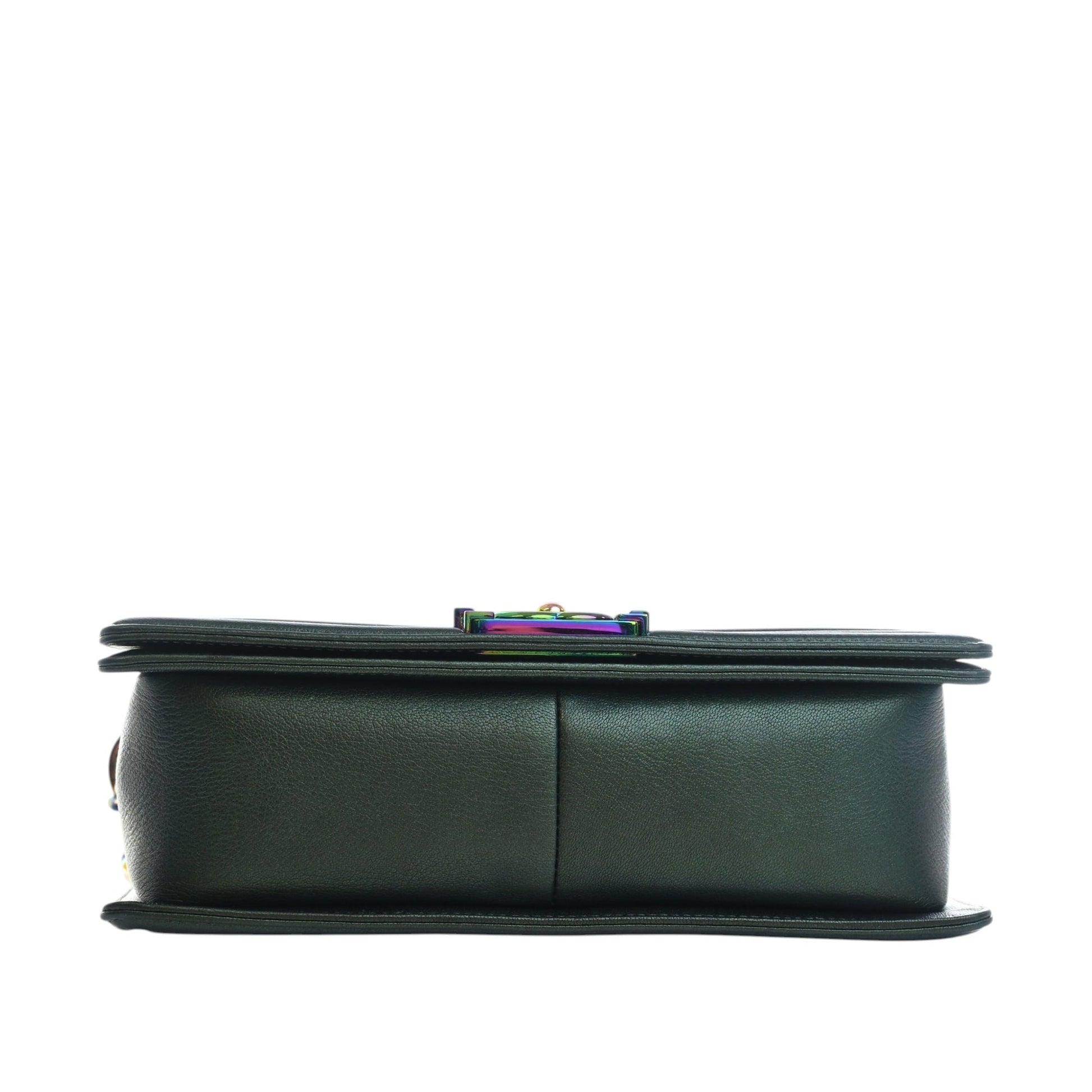 Chanel Old Medium Quilted Iridescent Goatskin Rainbow Hardware Boy Flap