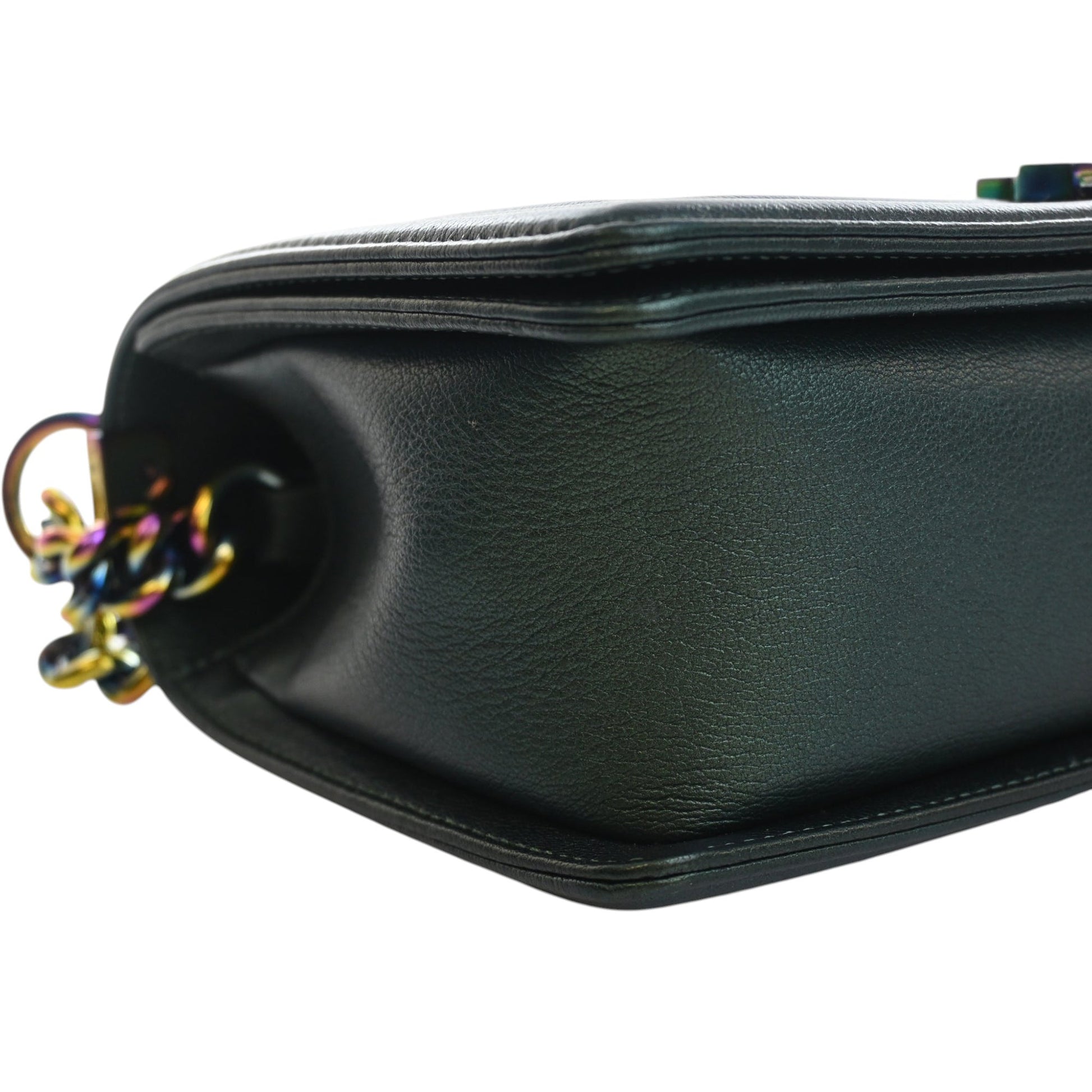 Chanel Old Medium Quilted Iridescent Goatskin Rainbow Hardware Boy Flap